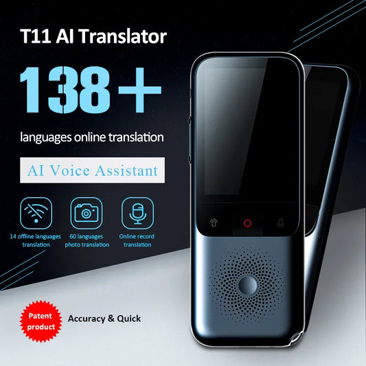 T11 kannettava äänikääntäjä, jossa on 138 kieltä, offline- ja reaaliaikainen älykäs ääni- ja valokuvakäännös.